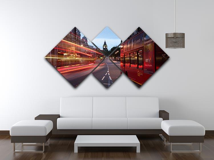 dawn breaking over the city of westminster 4 Square Multi Panel Canvas  - Canvas Art Rocks - 3