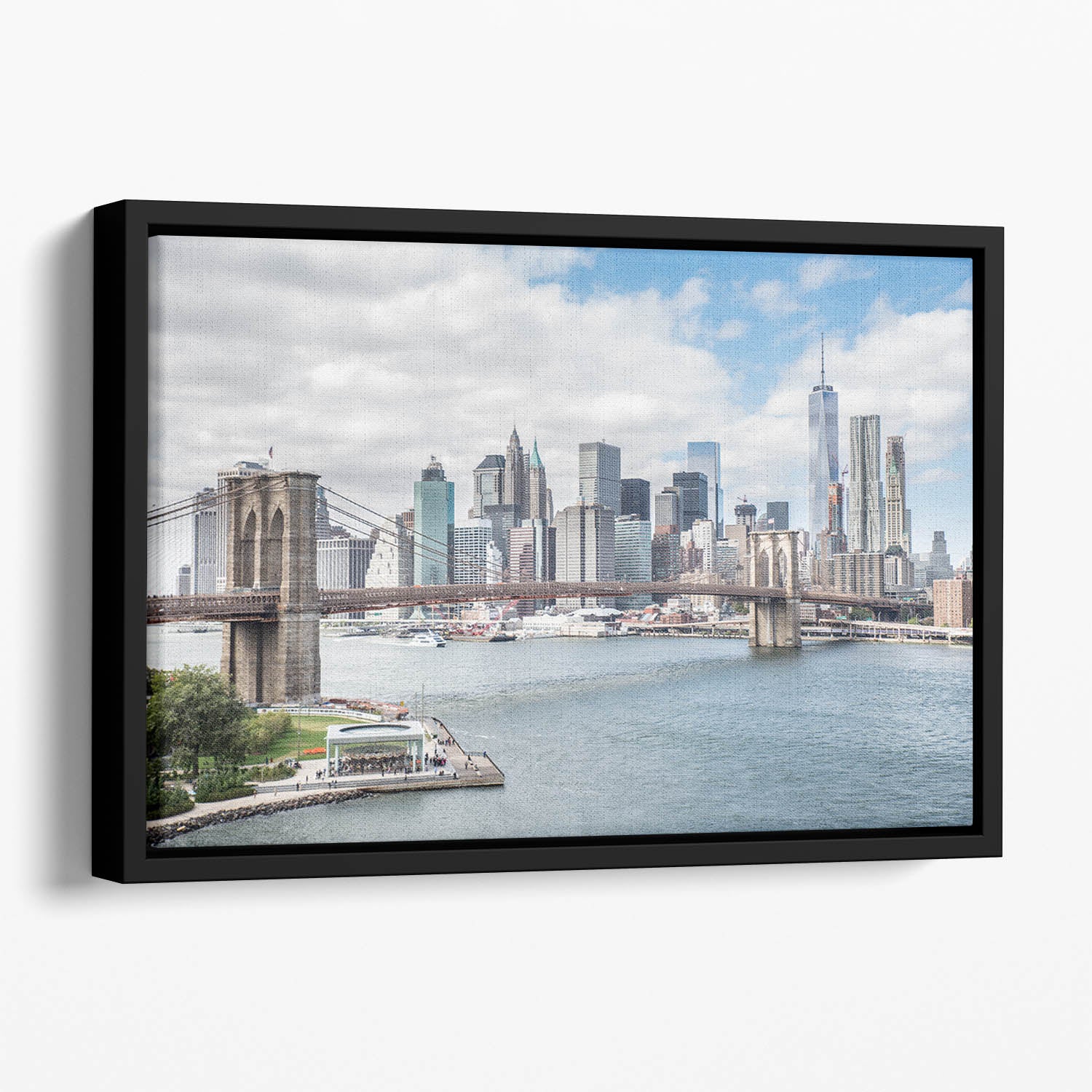 downtown Manhattan Bridge Floating Framed Canvas
