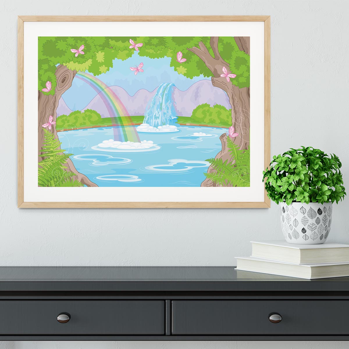 fairy landscape with Fabulous Waterfall Framed Print - Canvas Art Rocks - 3