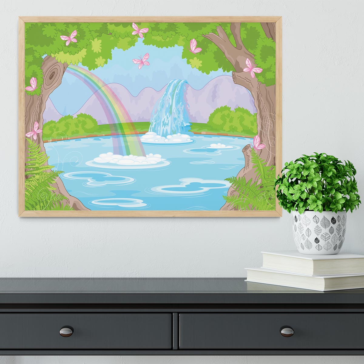 fairy landscape with Fabulous Waterfall Framed Print - Canvas Art Rocks - 4