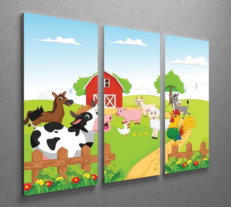 farm animals with background 3 Split Panel Canvas Print - Canvas Art Rocks - 2