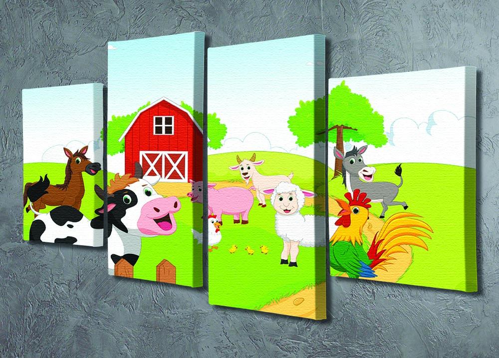 farm animals with background 4 Split Panel Canvas - Canvas Art Rocks - 2