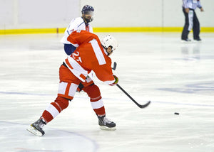 ice hockey player in red Wall Mural Wallpaper - Canvas Art Rocks - 1