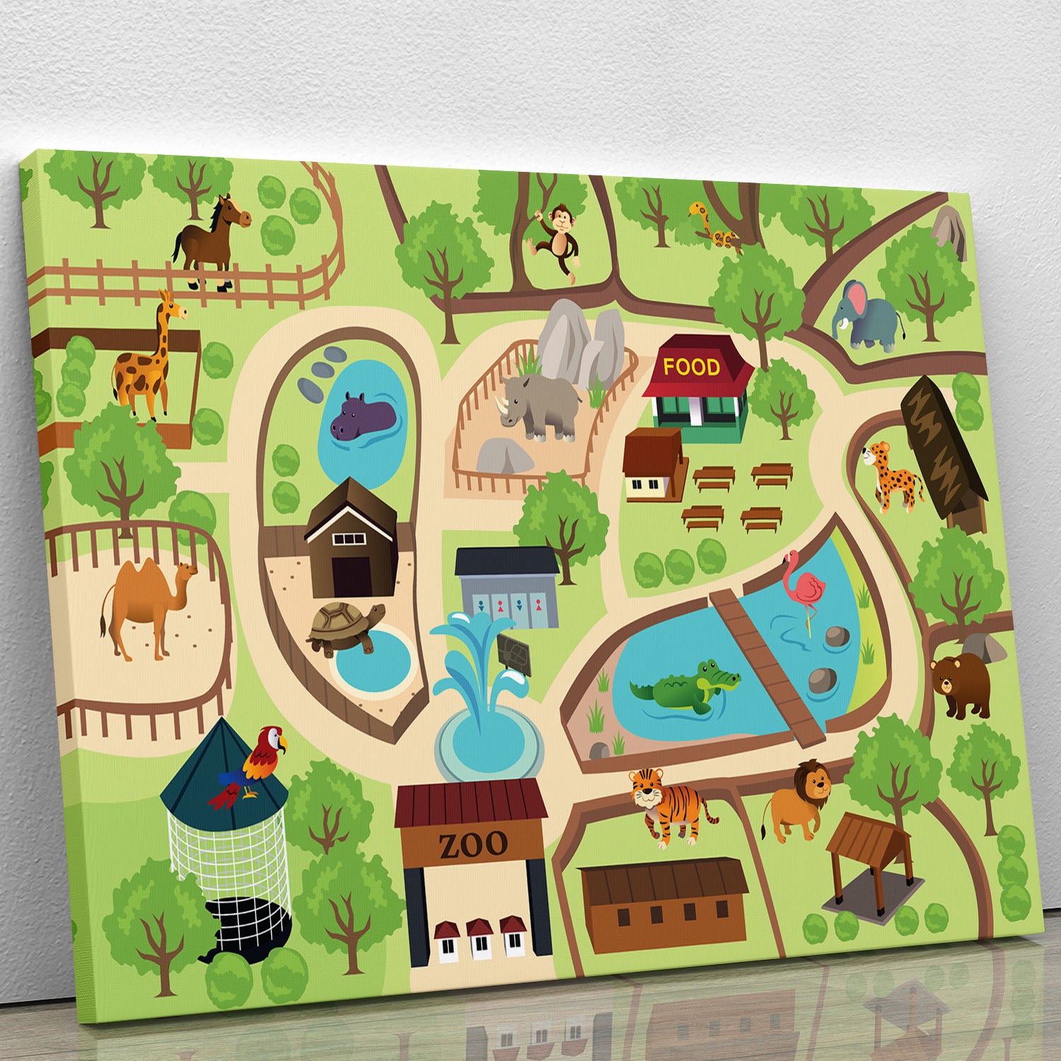 illustration of map of a zoo park Canvas Print or Poster - Canvas Art Rocks - 1