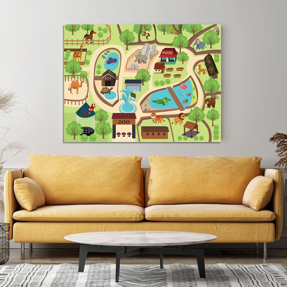 illustration of map of a zoo park Canvas Print or Poster - Canvas Art Rocks - 4