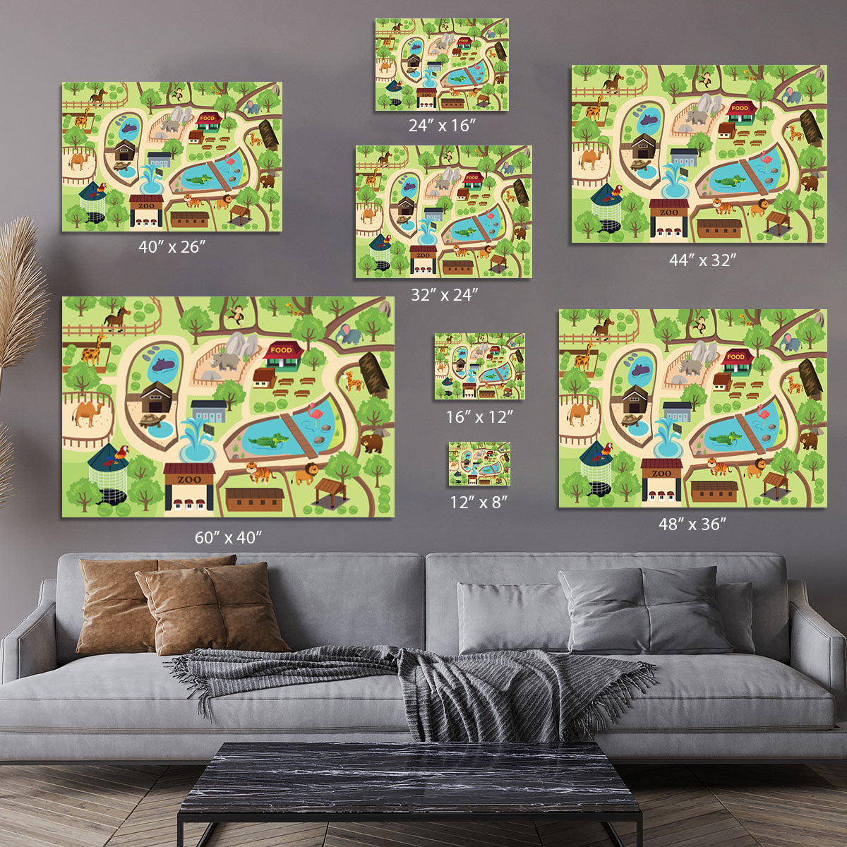 illustration of map of a zoo park Canvas Print or Poster - Canvas Art Rocks - 7