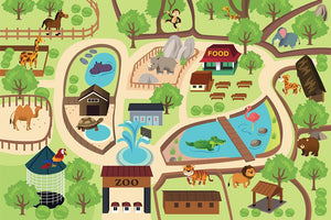 illustration of map of a zoo park Wall Mural Wallpaper - Canvas Art Rocks - 1