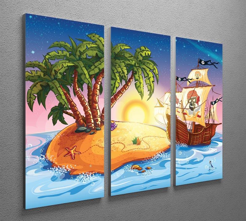 island with a pirate ship 3 Split Panel Canvas Print - Canvas Art Rocks - 2