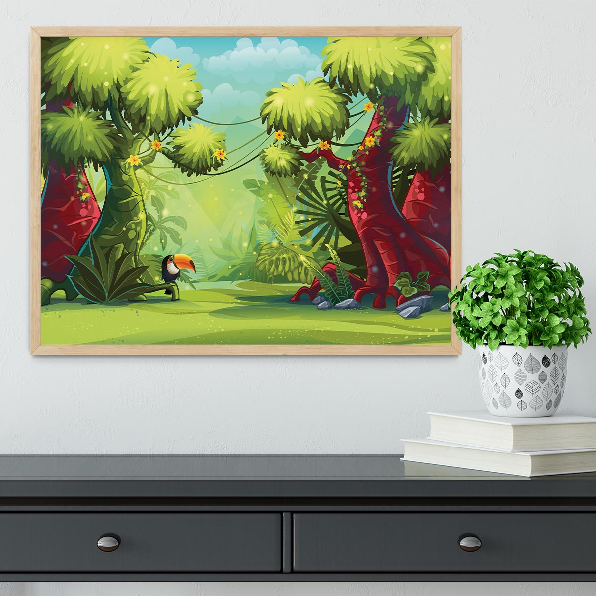 jungle with bird toucan Framed Print - Canvas Art Rocks - 4