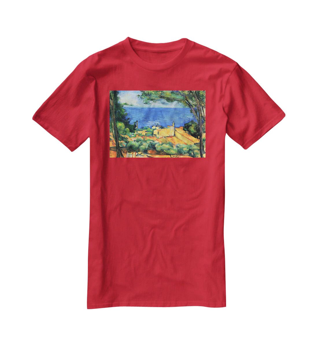 l'Estaque with Red Roofs by Cezanne T-Shirt - Canvas Art Rocks - 4