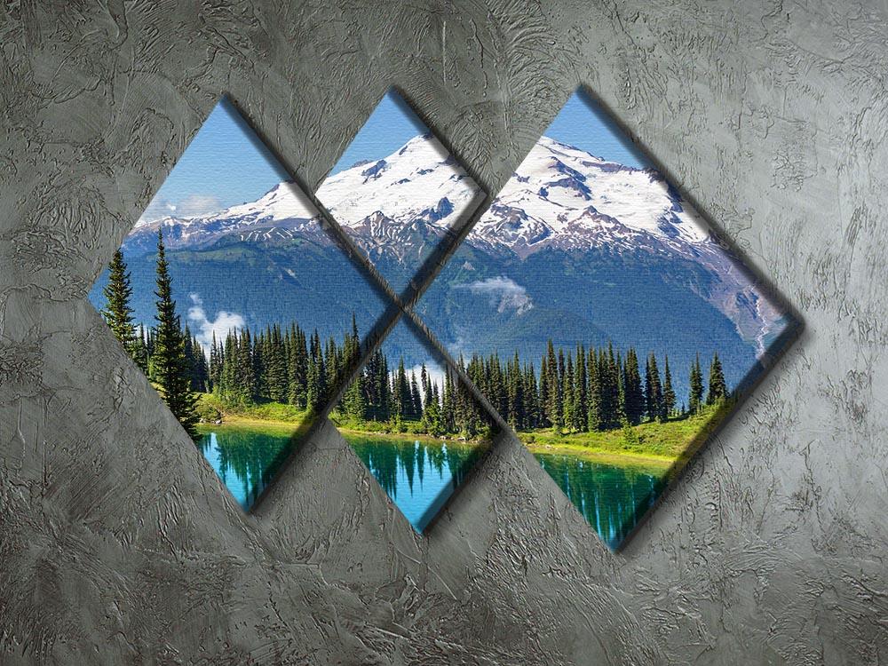 lake and Glacier Peak 4 Square Multi Panel Canvas  - Canvas Art Rocks - 2