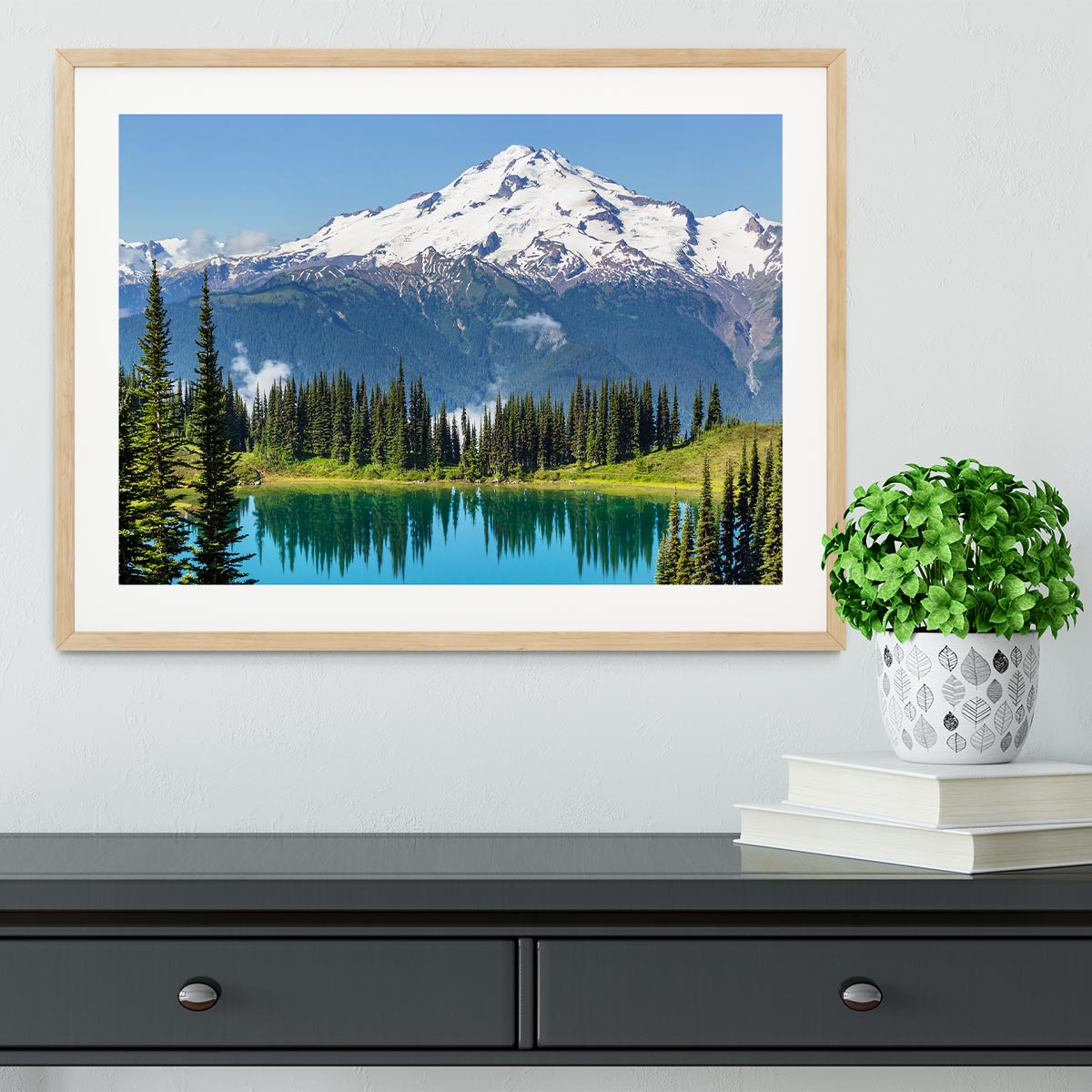 lake and Glacier Peak Framed Print - Canvas Art Rocks - 3
