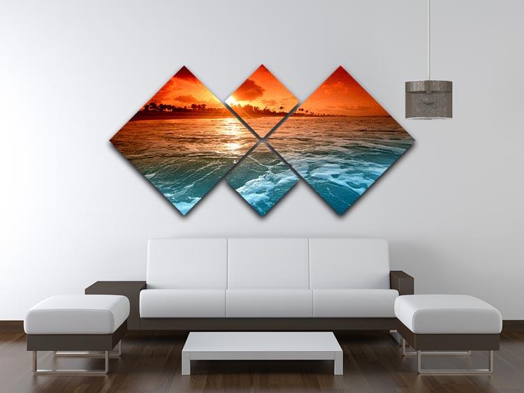 landscape ocean sunrice 4 Square Multi Panel Canvas  - Canvas Art Rocks - 3