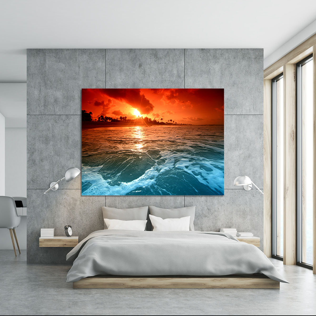 landscape ocean sunrice Canvas Print or Poster - Canvas Art Rocks - 5