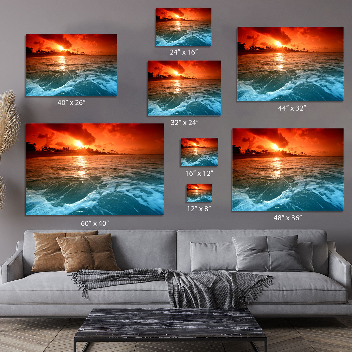 landscape ocean sunrice Canvas Print or Poster - Canvas Art Rocks - 7