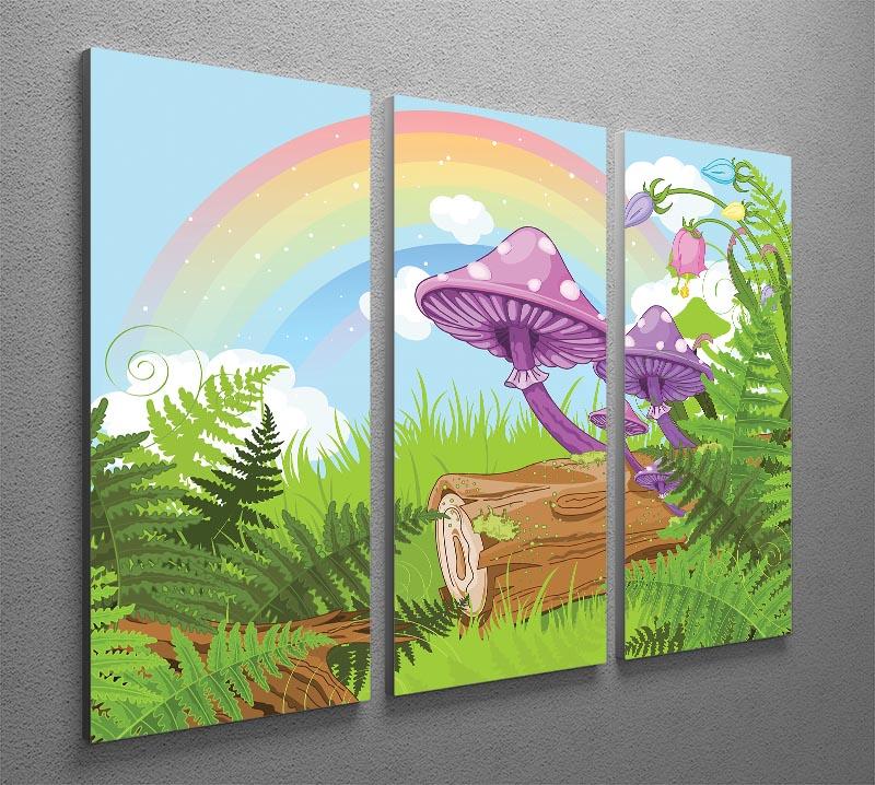landscape with mushrooms and flowers 3 Split Panel Canvas Print - Canvas Art Rocks - 2