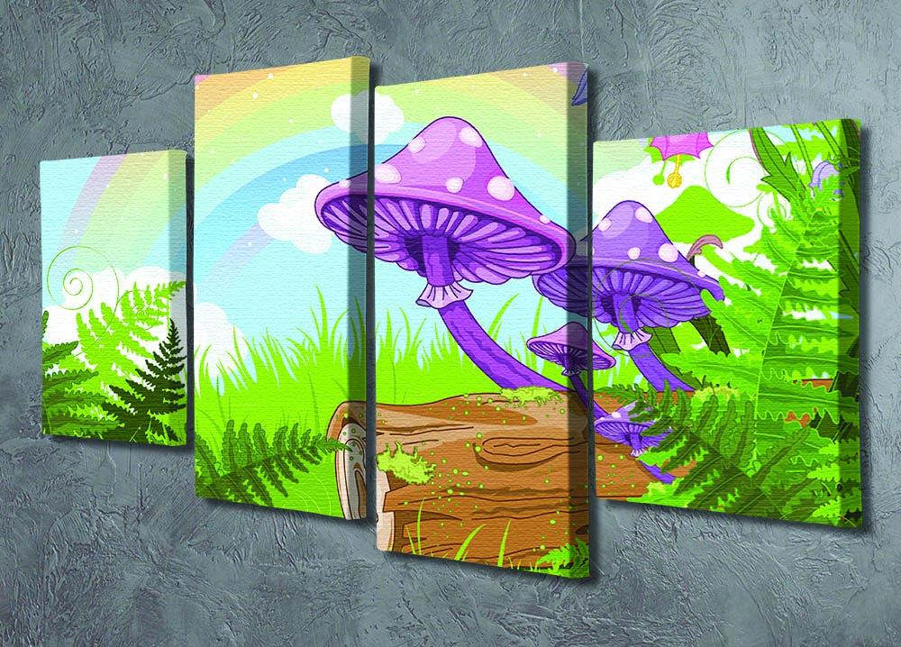 landscape with mushrooms and flowers 4 Split Panel Canvas - Canvas Art Rocks - 2