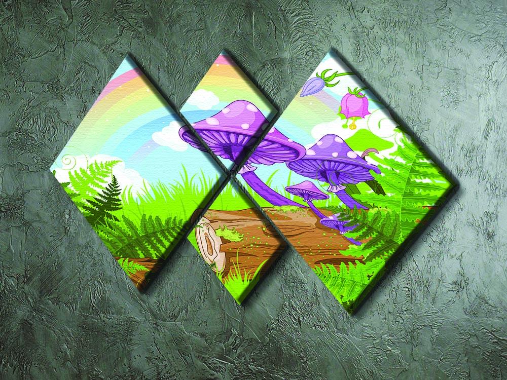 landscape with mushrooms and flowers 4 Square Multi Panel Canvas - Canvas Art Rocks - 2