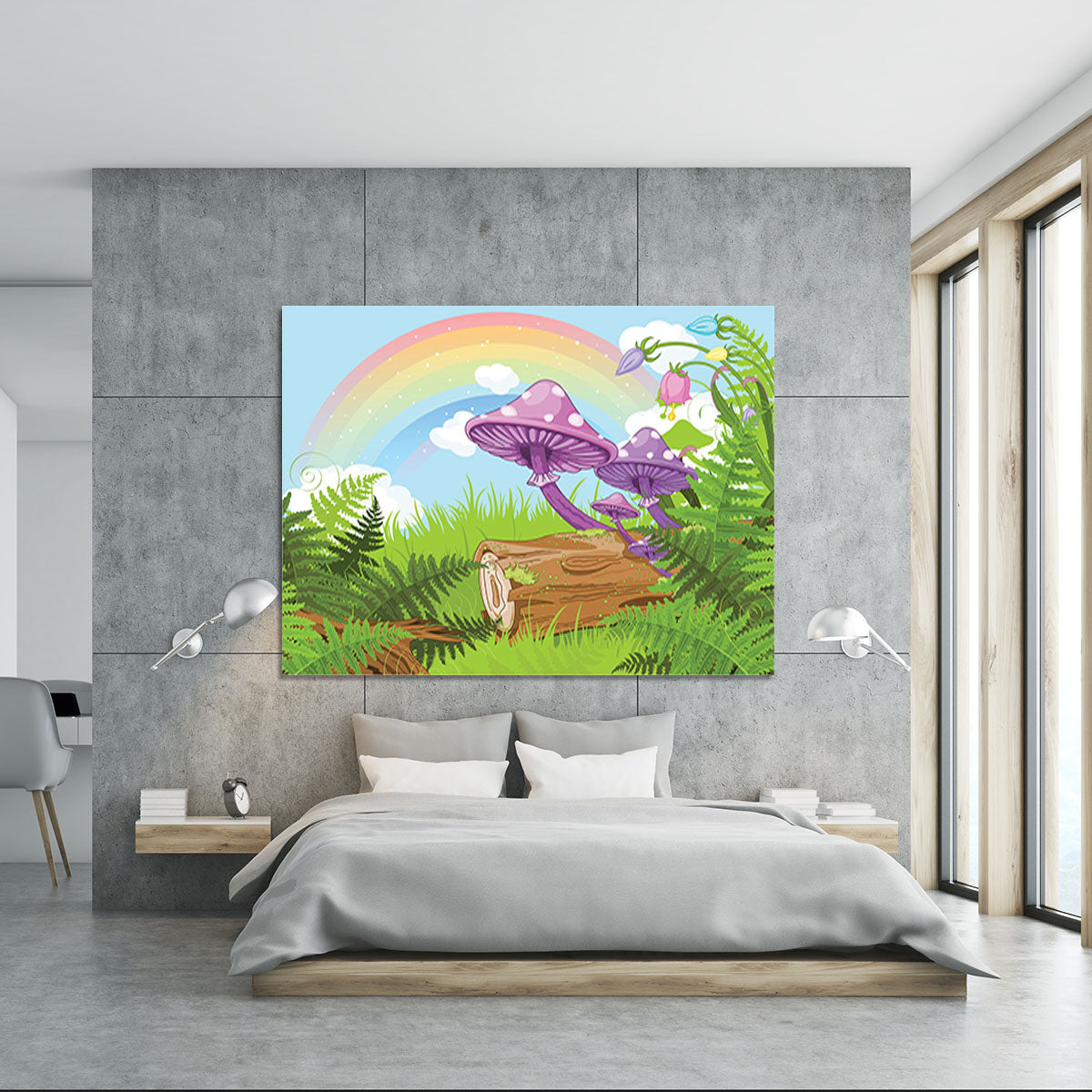 landscape with mushrooms and flowers Canvas Print or Poster - Canvas Art Rocks - 5