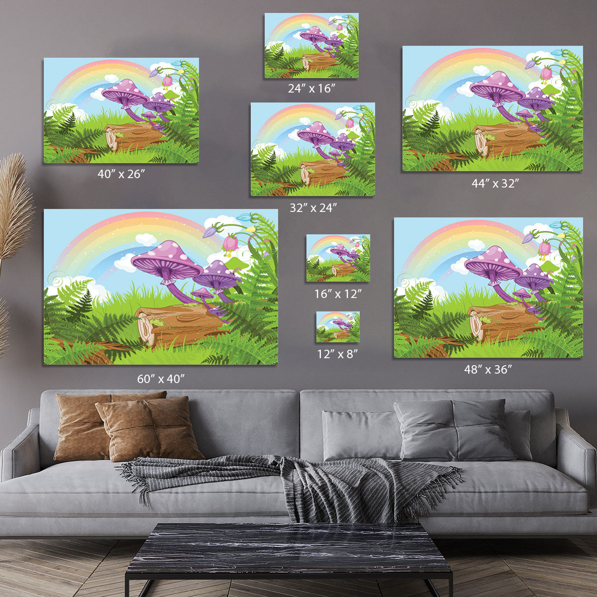 landscape with mushrooms and flowers Canvas Print or Poster - Canvas Art Rocks - 7