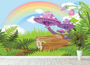 landscape with mushrooms and flowers Wall Mural Wallpaper - Canvas Art Rocks - 4