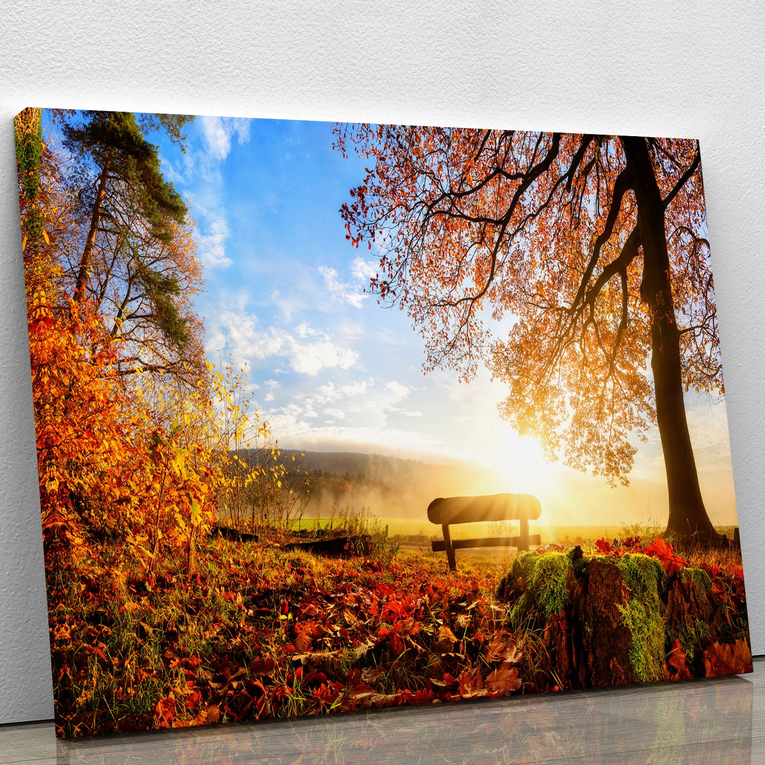 landscape with the sun warmly illumining Canvas Print or Poster - Canvas Art Rocks - 1