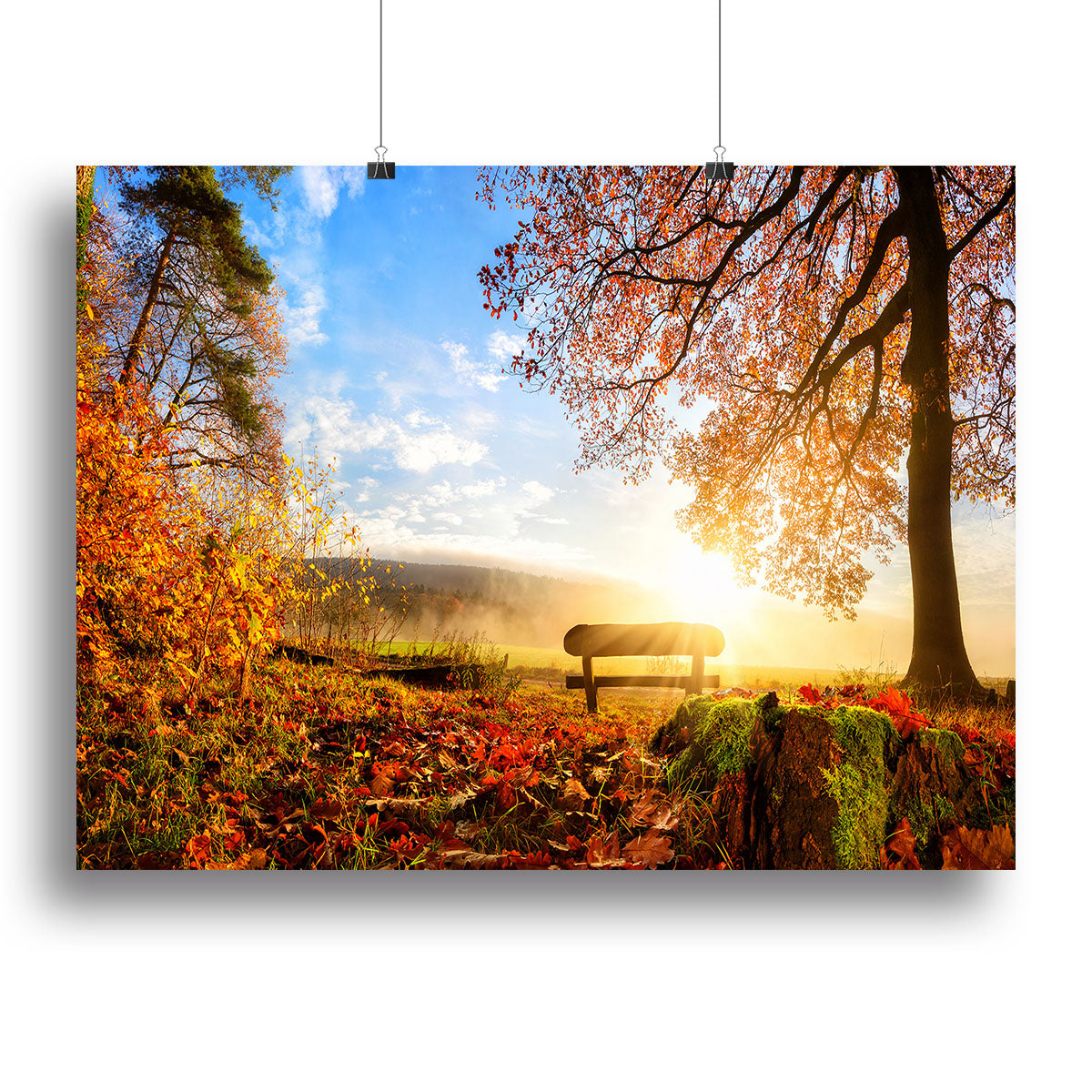 landscape with the sun warmly illumining Canvas Print or Poster - Canvas Art Rocks - 2
