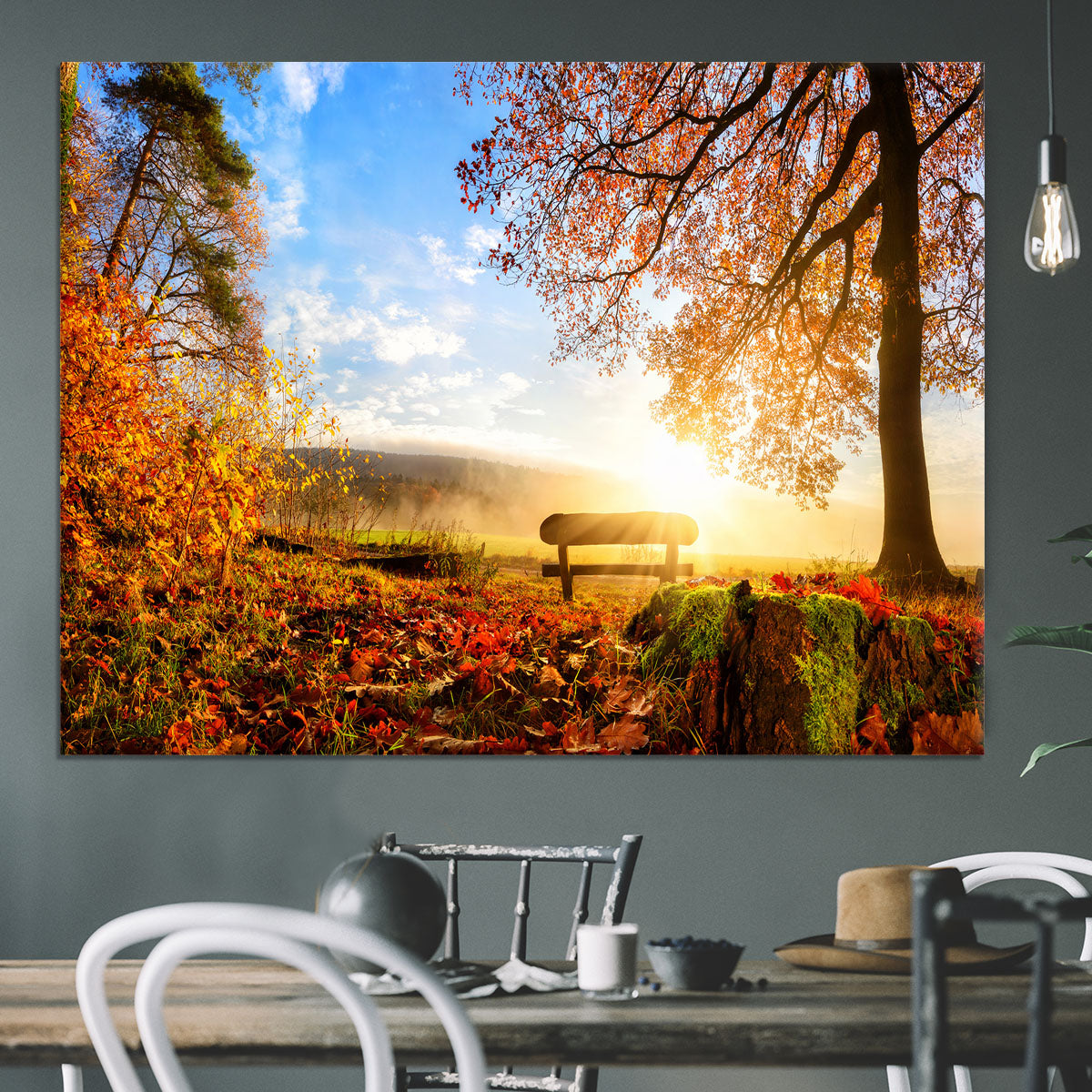 landscape with the sun warmly illumining Canvas Print or Poster - Canvas Art Rocks - 3