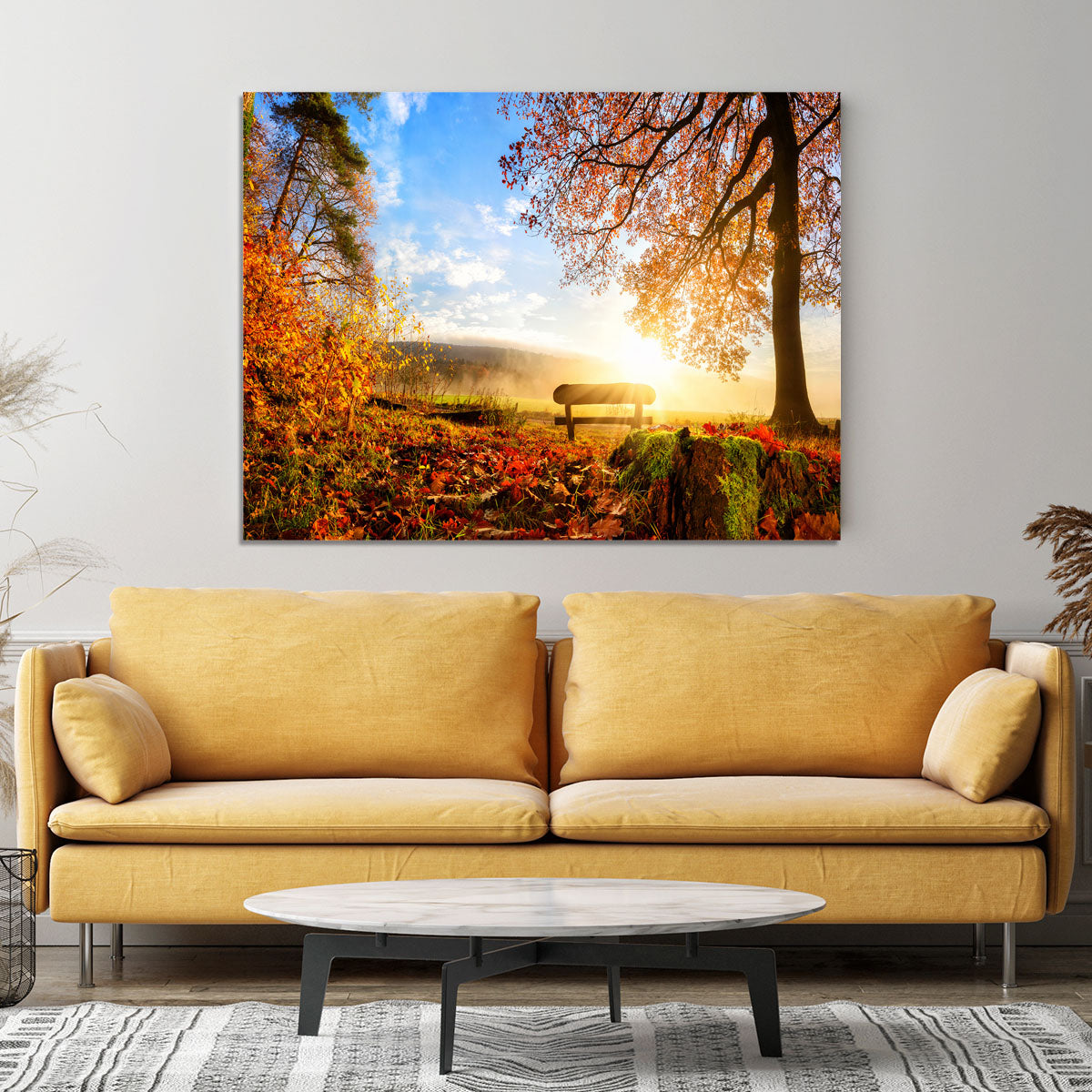 landscape with the sun warmly illumining Canvas Print or Poster - Canvas Art Rocks - 4