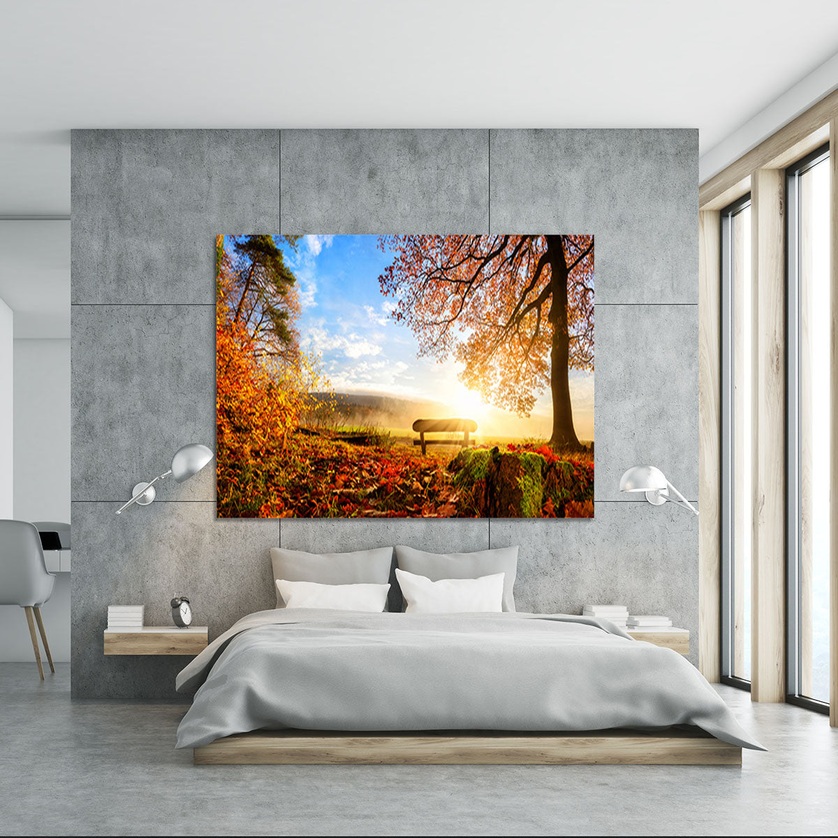 landscape with the sun warmly illumining Canvas Print or Poster - Canvas Art Rocks - 5