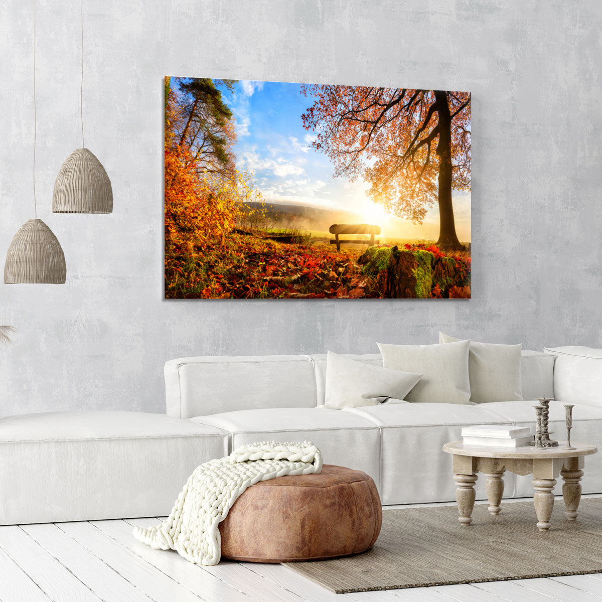 landscape with the sun warmly illumining Canvas Print or Poster - Canvas Art Rocks - 6