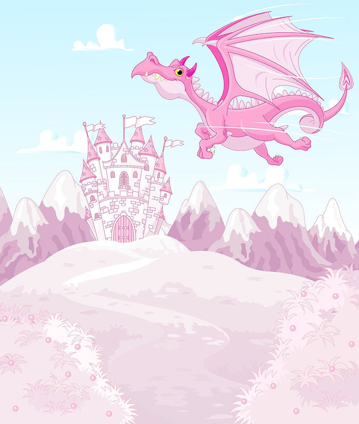 magic dragon on princess castle Wall Mural Wallpaper