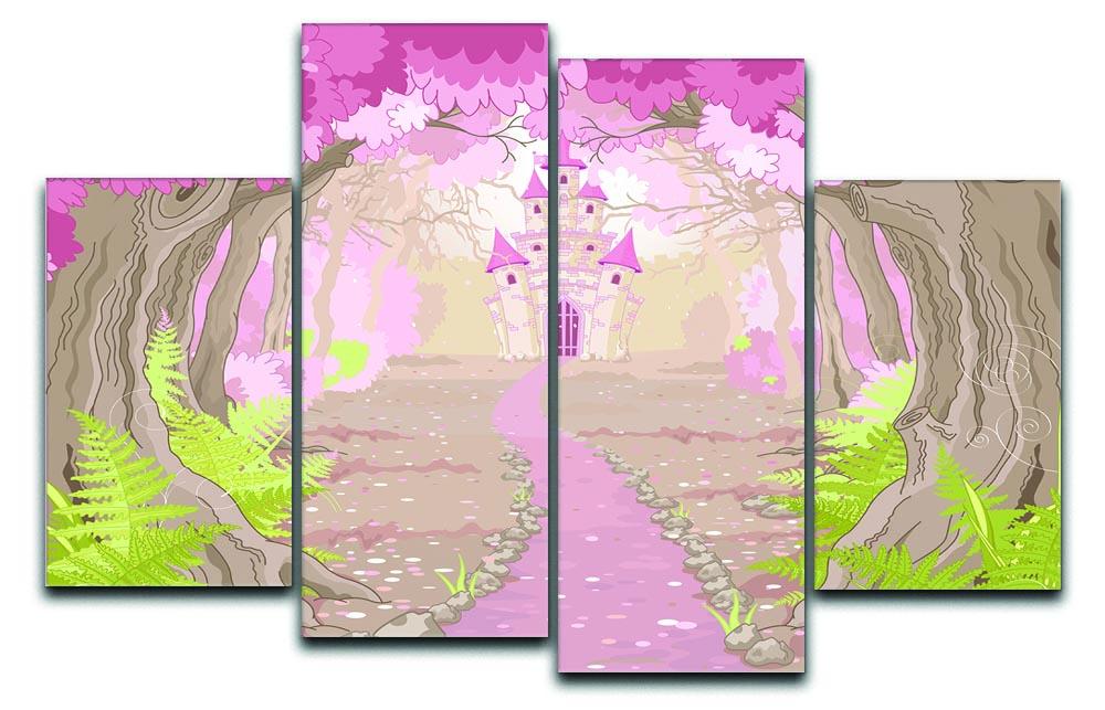 magic fairy tale princess castle 4 Split Panel Canvas  - Canvas Art Rocks - 1
