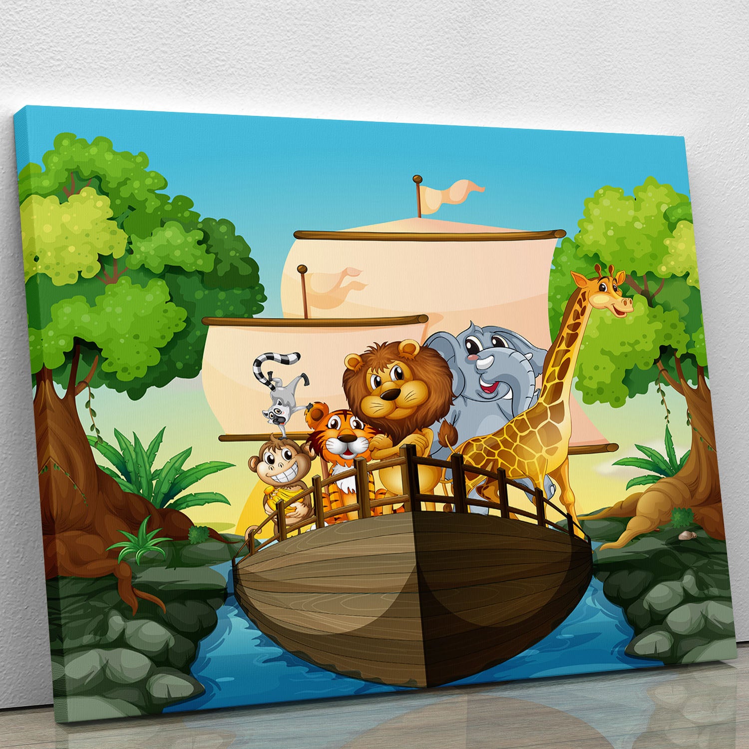 many animals on a boat Canvas Print or Poster - Canvas Art Rocks - 1
