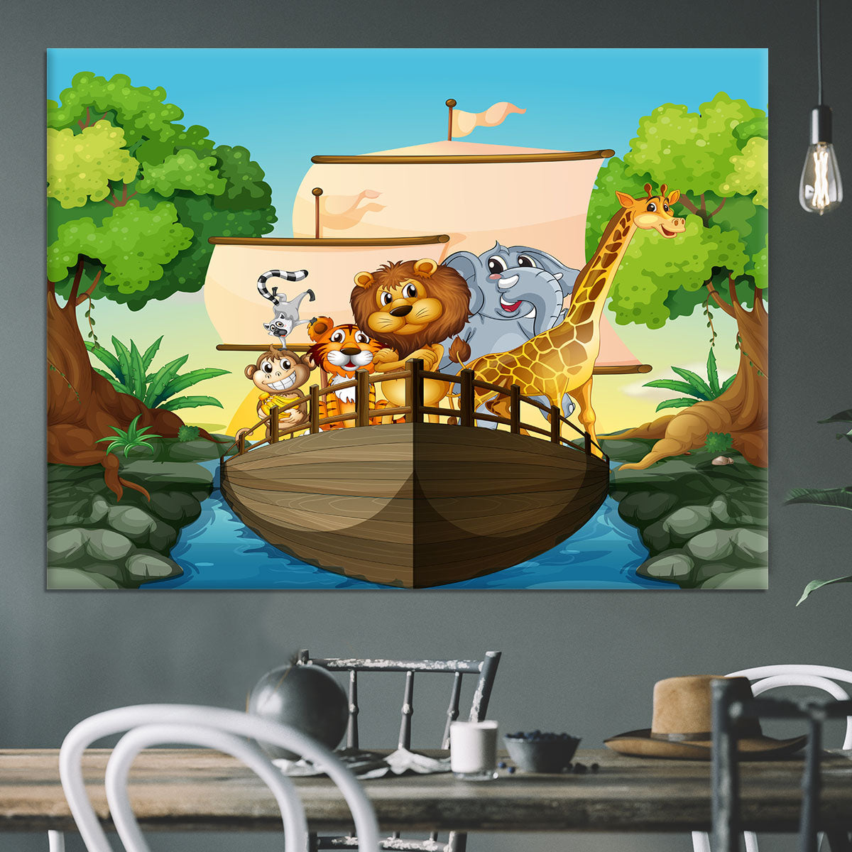 many animals on a boat Canvas Print or Poster - Canvas Art Rocks - 3