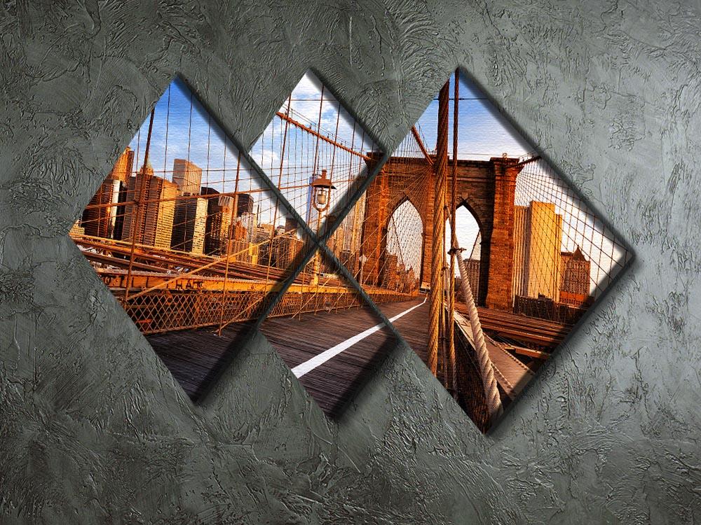 morning on the famous Brooklyn Bridge 4 Square Multi Panel Canvas  - Canvas Art Rocks - 2