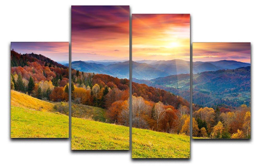 mountain autumn landscape 4 Split Panel Canvas  - Canvas Art Rocks - 1