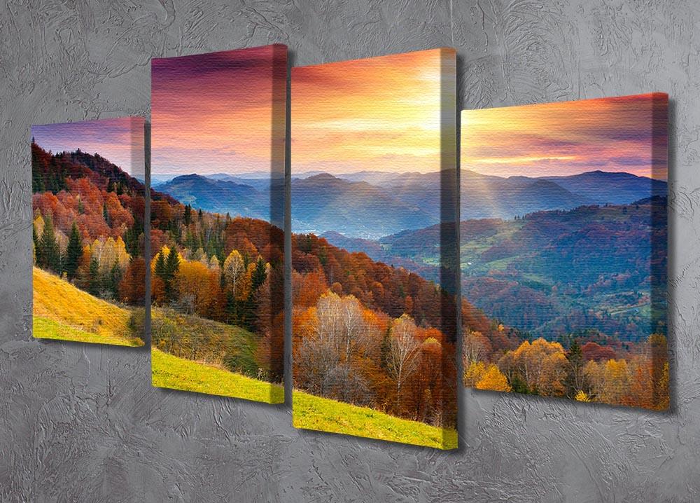 mountain autumn landscape 4 Split Panel Canvas  - Canvas Art Rocks - 2