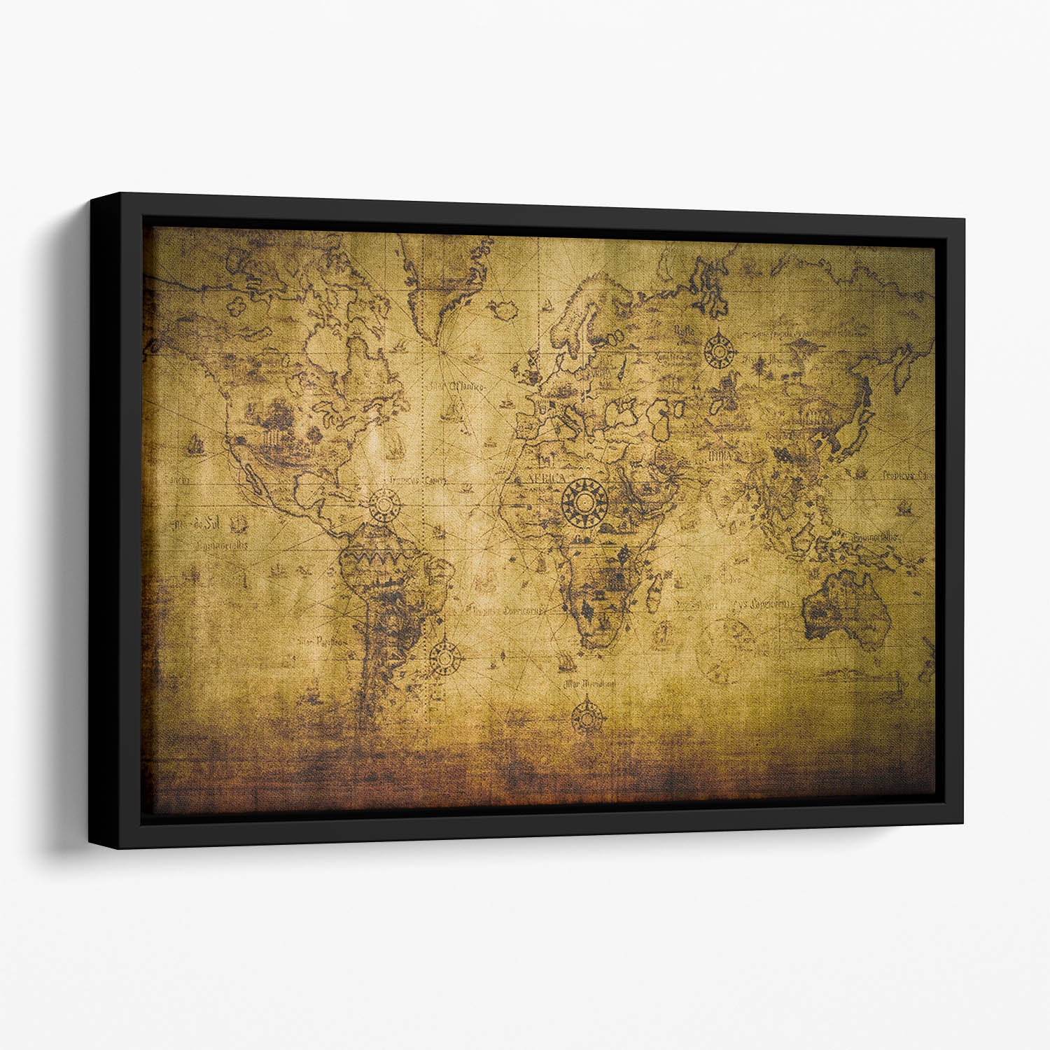 old map Floating Framed Canvas