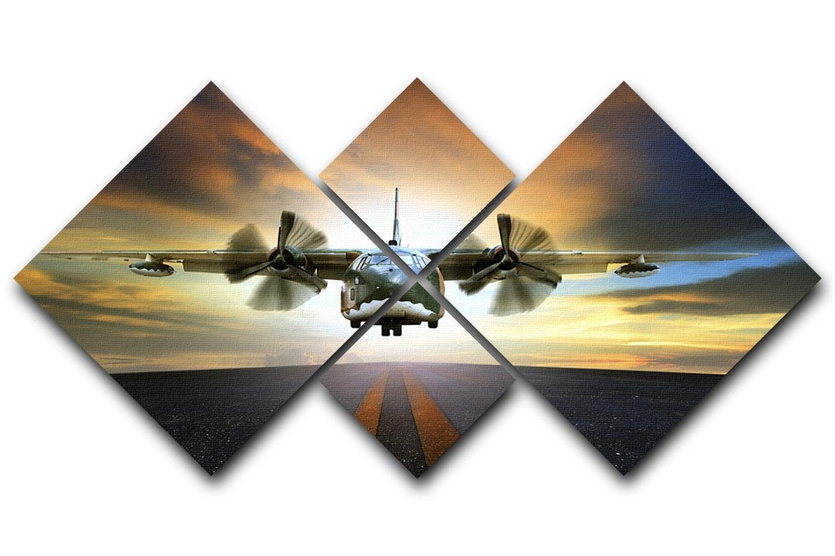 old military container plane 4 Square Multi Panel Canvas  - Canvas Art Rocks - 1