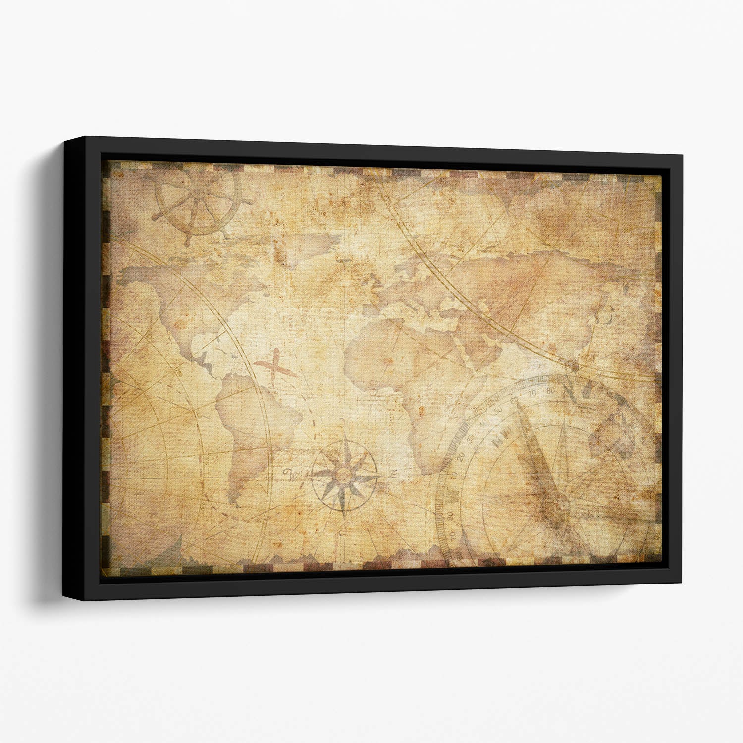 old nautical treasure map illustration Floating Framed Canvas