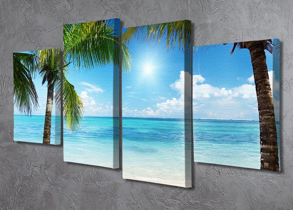 palms and beach 4 Split Panel Canvas - Canvas Art Rocks - 2