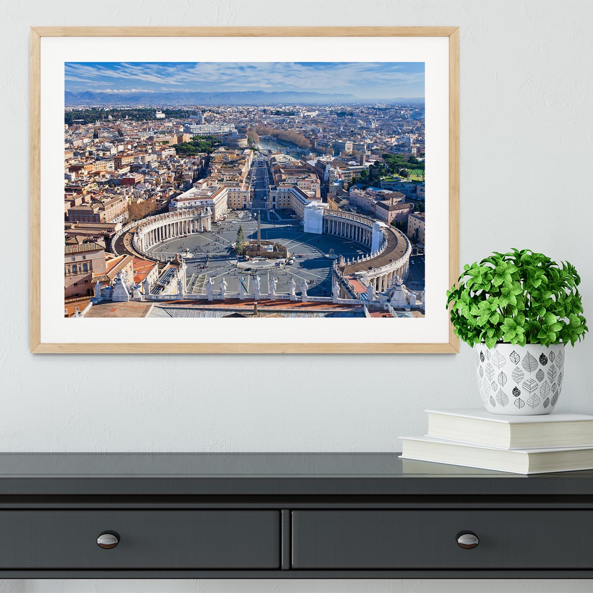 panorama of St.Peter Square Framed Print - Canvas Art Rocks - 3