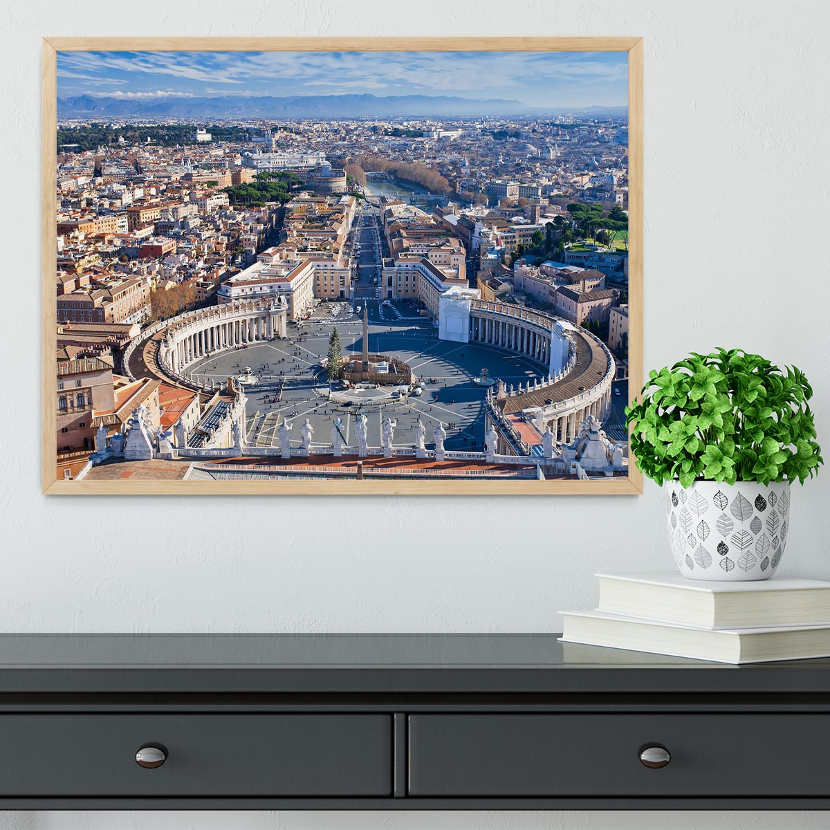 panorama of St.Peter Square Framed Print - Canvas Art Rocks - 4