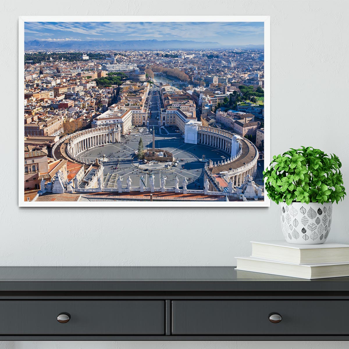 panorama of St.Peter Square Framed Print - Canvas Art Rocks -6