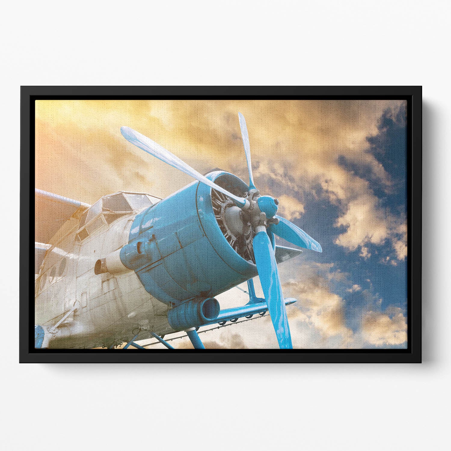 plane with propeller Floating Framed Canvas