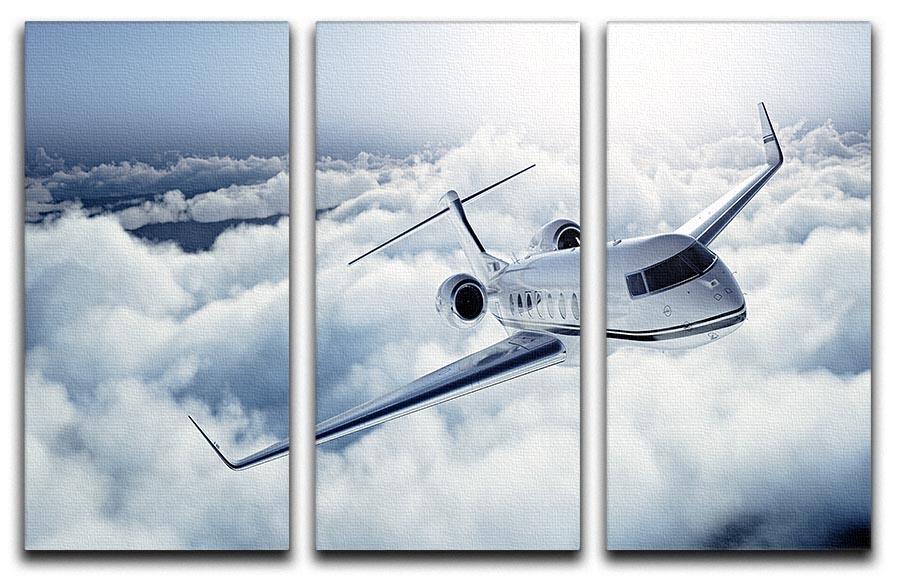 private jet flying over the earth 3 Split Panel Canvas Print - Canvas Art Rocks - 1