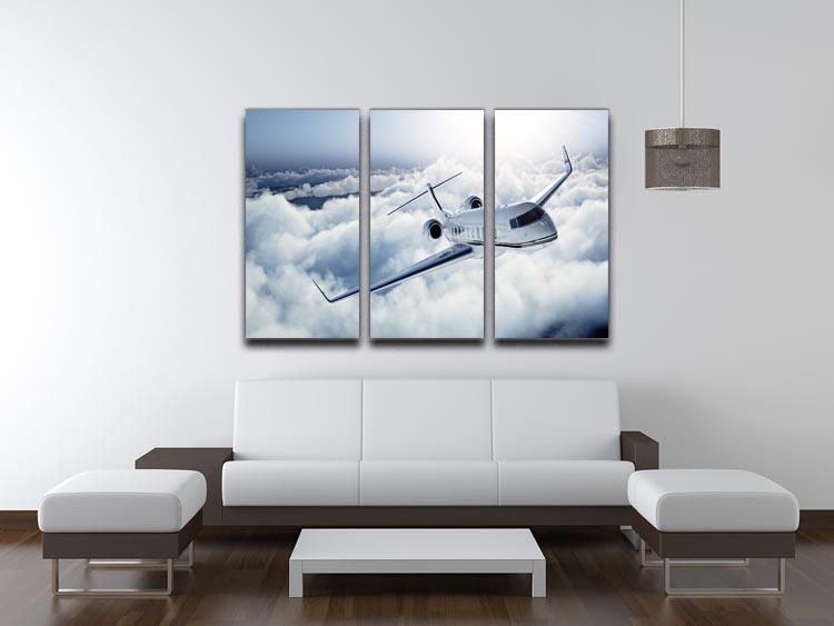 private jet flying over the earth 3 Split Panel Canvas Print - Canvas Art Rocks - 3