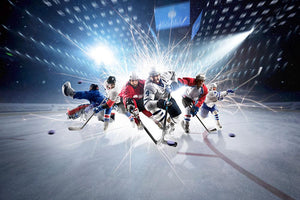 professional hockey players in action Wall Mural Wallpaper - Canvas Art Rocks - 1