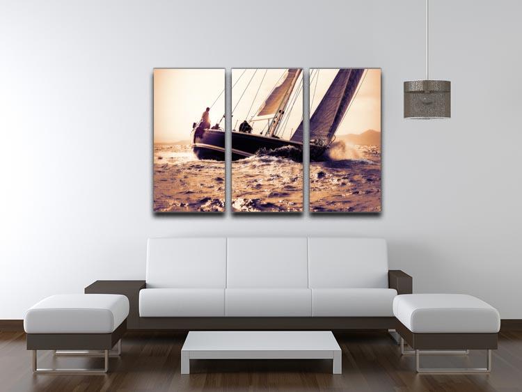 sail boat sailing on sunset 3 Split Panel Canvas Print - Canvas Art Rocks - 3